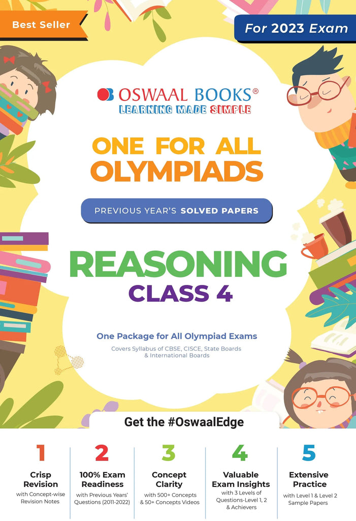 Oswaal One For All Olympiad Previous Years' Solved Papers, Class-4 Reasoning Book (For 2023 Exam)