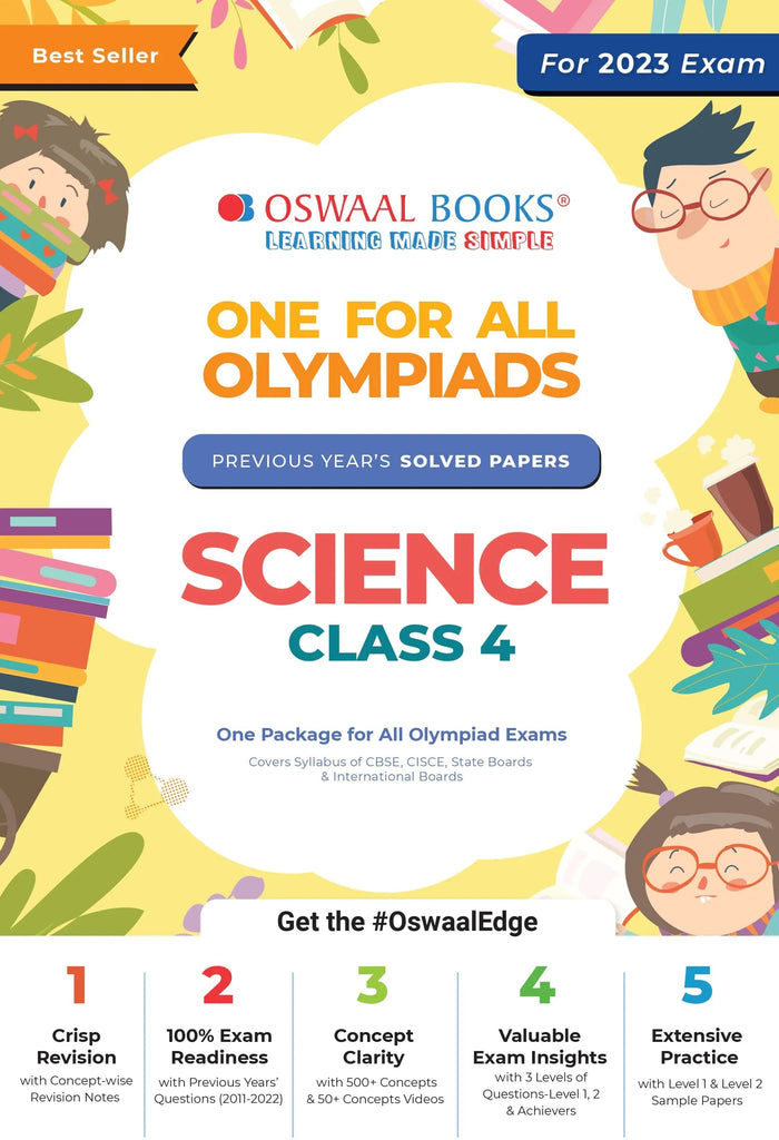 Oswaal One For All Olympiad Previous Years' Solved Papers, Class-4 Science Book (For 2023 Exam) 