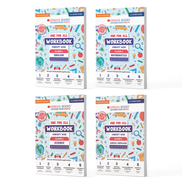 One For All Workbook Concept Wise Class-1 English, Math, Science & General Knowledge (Set Of 4 Books) (For Latest Exam)