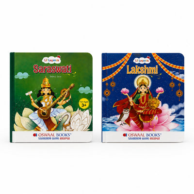 Oswaal Lil Legends Mythology Board Book Set of 2 for Kids Age 3+ Years - Enchanting Tales of Goddess Lakshmi & Goddess Saraswati | Illustrated Short Bedtime Stories | Hindu Mythology Picture Books