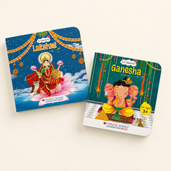 Lil Legends Mythology Board Books Set of 2 for Kids Age 3+ Years - Enchanting Tales of Goddess Lakshmi and Lord Ganesha | Illustrated Short Bedtime Stories