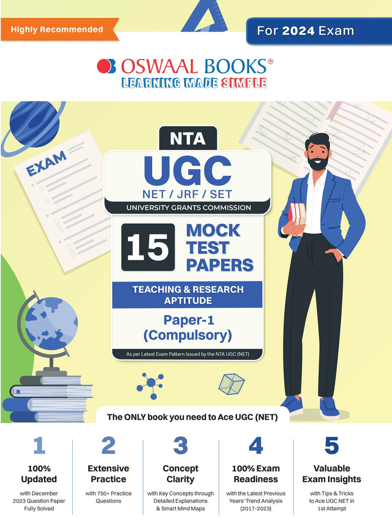 NTA UGC NET/JRF/SET Paper-1 (Compulsory) | 15 Year's Mock Test Papers Teaching & Research Aptitude | Yearwise | 2015-2023 |  For 2024 Exam Oswaal Books and Learning Private Limited