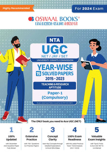 NTA UGC NET/JRF/SET Paper-1 (Compulsory) | 15 Year's Solved Papers Teaching & Research Aptitude | Yearwise | 2015-2023 |  For 2024 Exam Oswaal Books and Learning Private Limited
