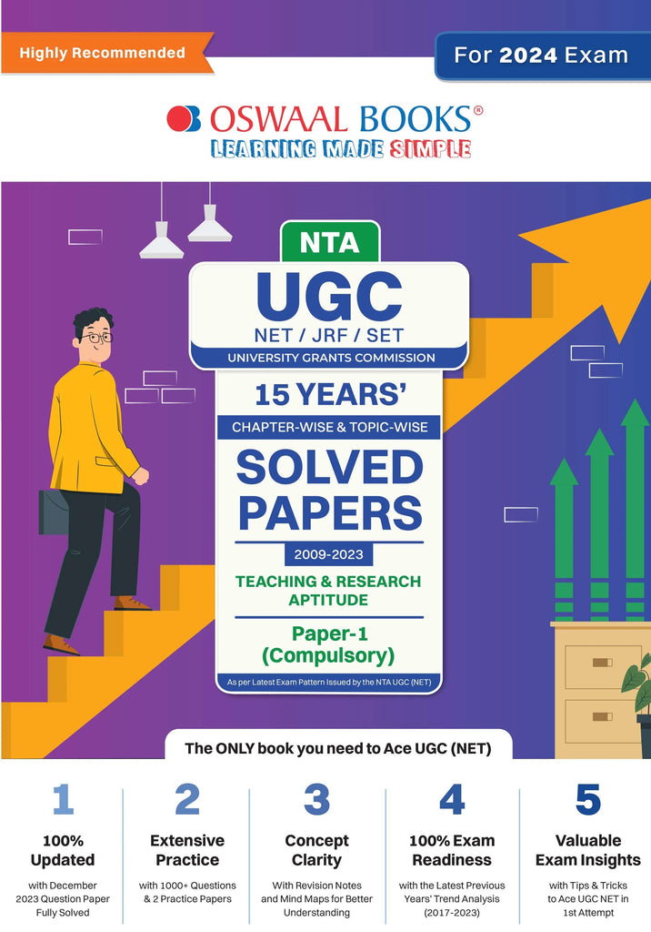 NTA UGC NET/JRF/SET Paper-1 (Compulsory) | 15 Year's  Solved Papers| Chapterwise | Topicwise | Teaching & Research Aptitude | 2015-2023 | For 2024 Exam Oswaal Books and Learning Private Limited
