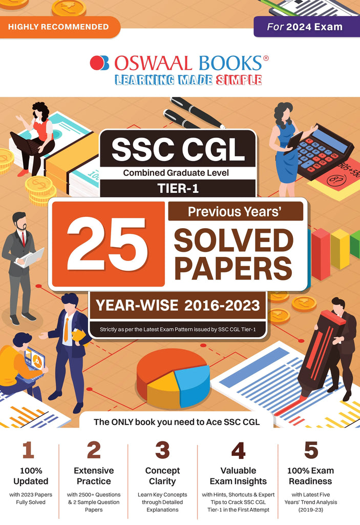 SSC CGL (Combined Graduate Level) Tier-I 25 Previous Years Solved– Oswaal Books and Learning Pvt Ltd