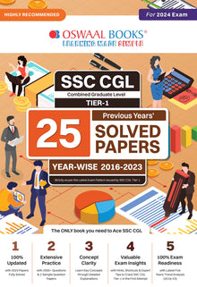 SSC CGL (Combined Graduate Level)  Tier-I 25 Previous Years  Solved Papers | Year-wise 2016-2023 | For 2024 Exam Oswaal Books and Learning Private Limited