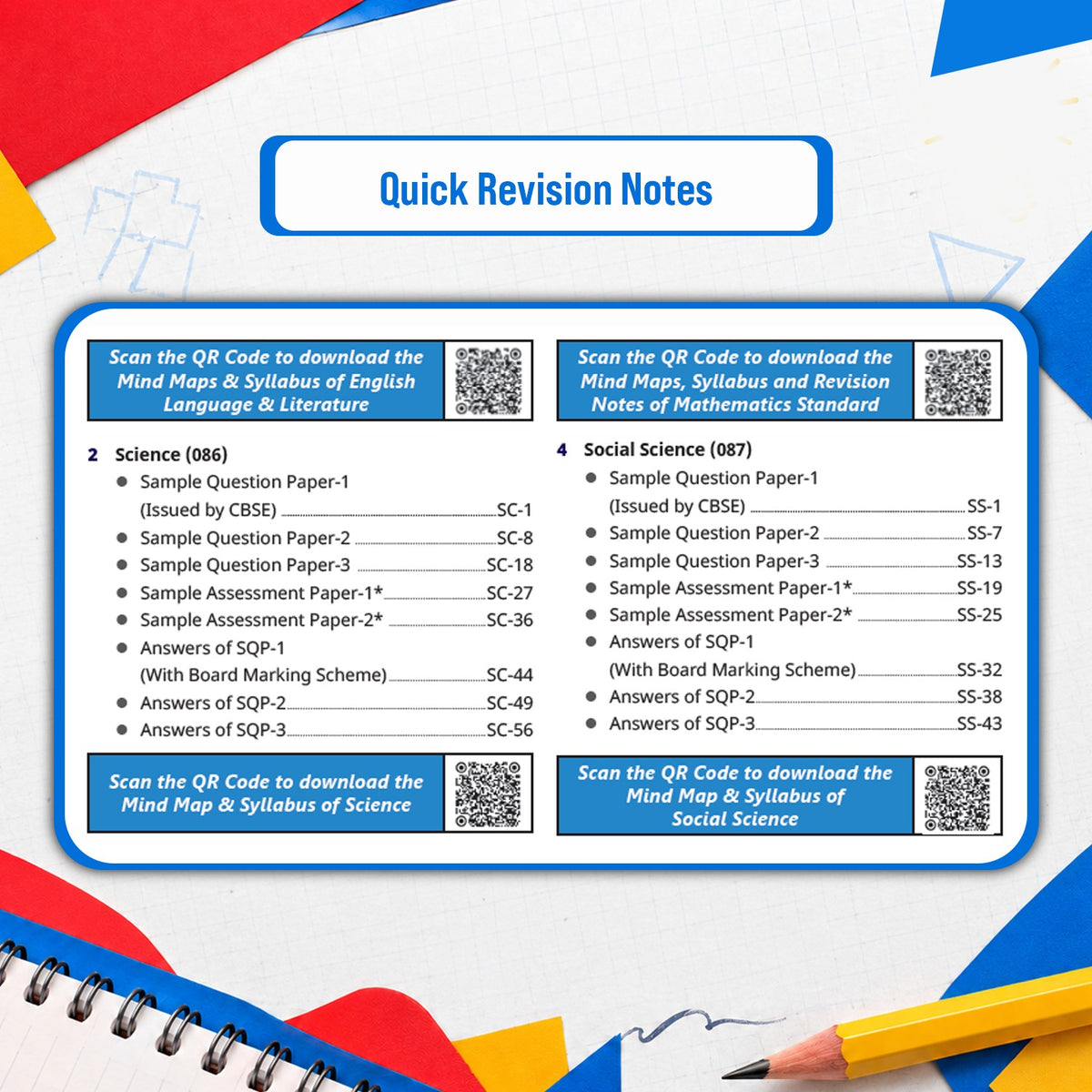 CBSE 20 Combined Sample Question Papers Class 10 Board Exams 2027 | English, Science, Social Science, Maths Standard + Exam Practice Answer Booklet Pack of 5