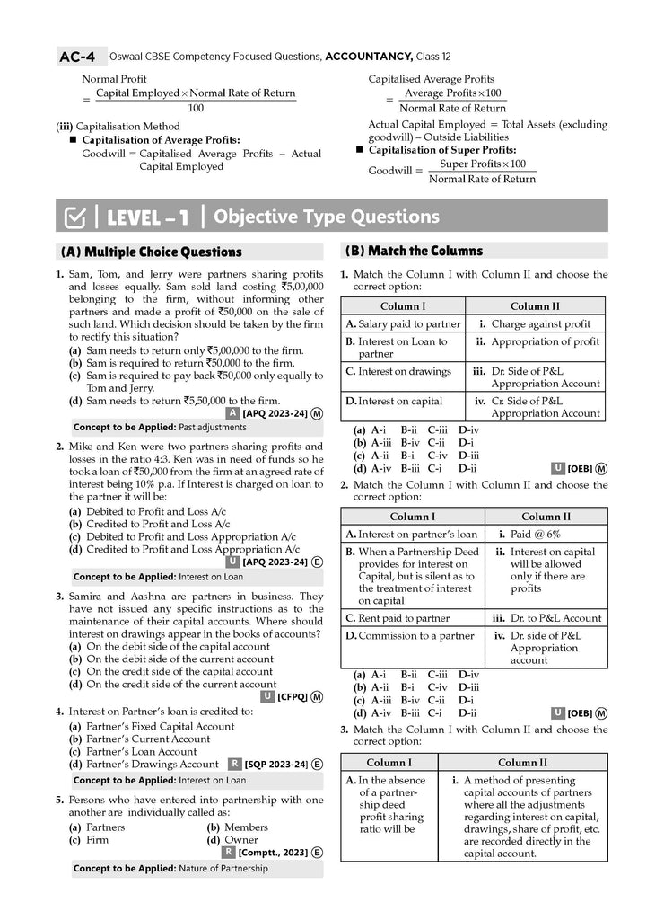 CBSE Competency Focused Questions (with MCQs & Case/Source Based Integrated Questions) | Chapter-wise | Class 12 | Commerce Stream | Accountancy | Business Studies | Economics | Mathematics | For 2025 Exam Oswaal Books and Learning Private Limited