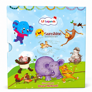 Lil Legends Sunshine Slipcase with 5 Value-based Board Books | Picture Stories for Kids | Enhances Vocabulary, Values, Curiosity, Imagination and Reading Skills | Age 4+