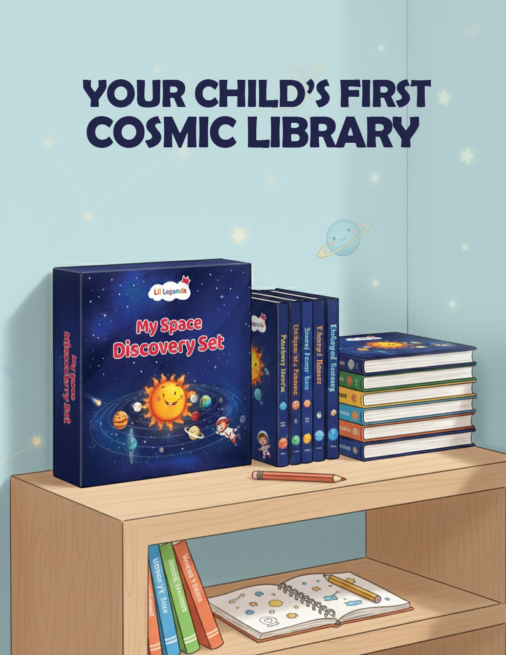 Lil Legends My Space Discovery Set for Kids | 10 Board Books | Mercury, Venus, Earth, Mars, Jupiter, Saturn, Uranus, Neptune, Dwarf Planets and Solar System | Ages 3+ Years