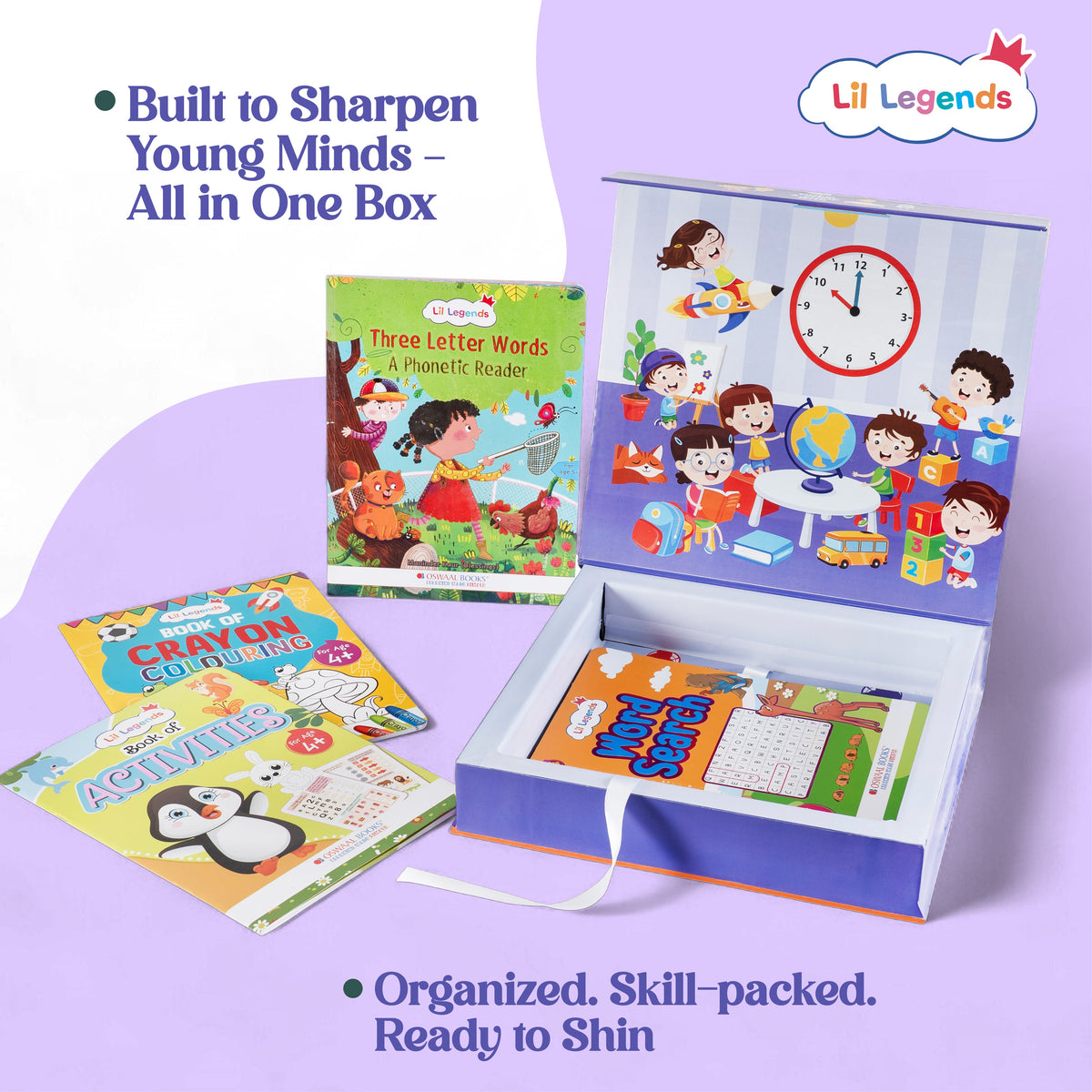 Prep and Shine Box â€“ 7 Fun Learning Books with Free Stationery Kit | Early Learning Kit for School Readiness | Ideal for Kids Ages 4+ - Oswaal Books