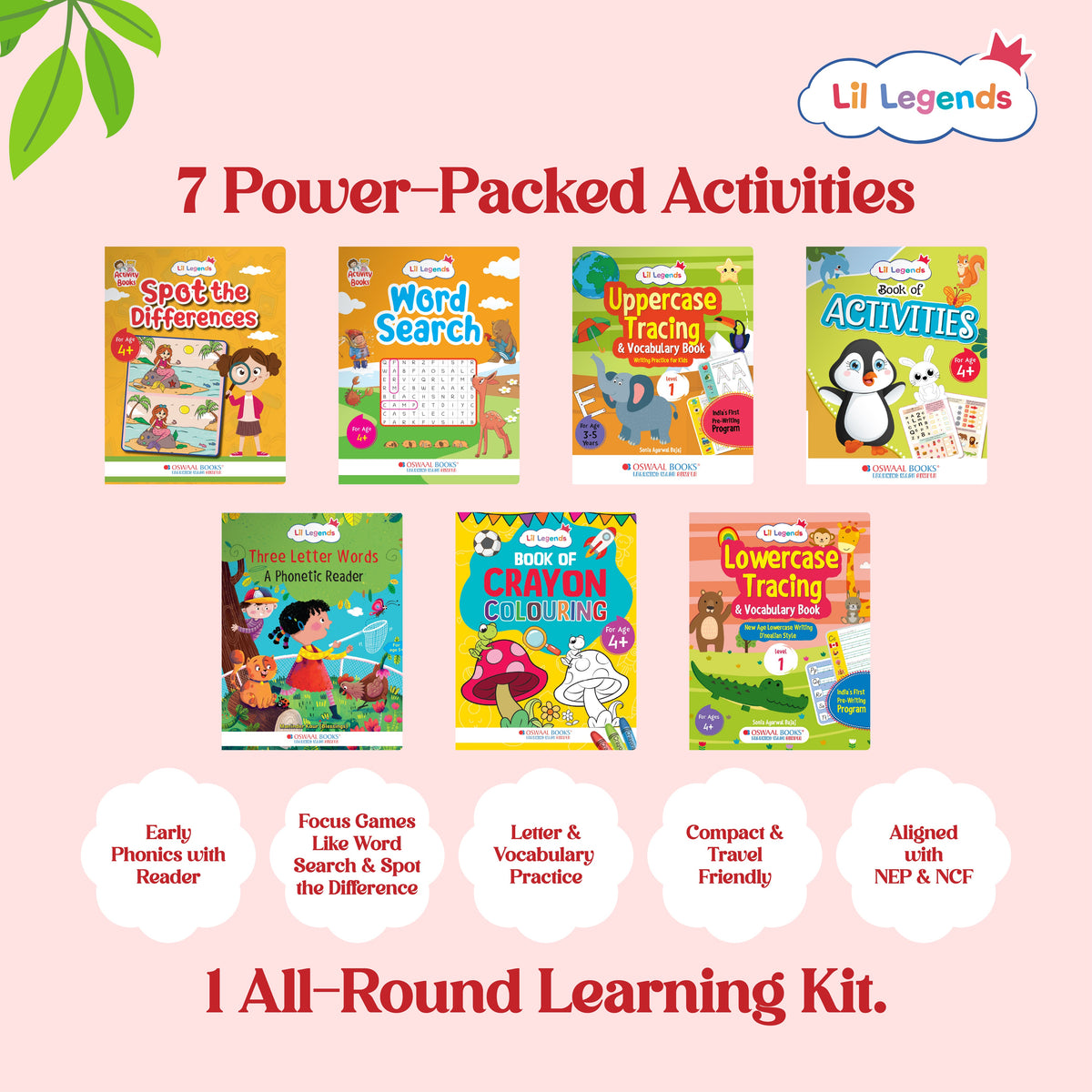 Prep and Shine Box â€“ 7 Fun Learning Books with Free Stationery Kit | Early Learning Kit for School Readiness | Ideal for Kids Ages 4+ - Oswaal Books