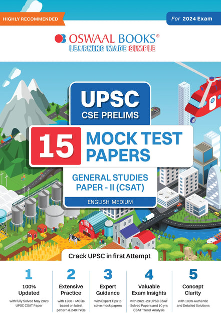 UPSC CSE 15 Mock Test Papers General Studies Paper II  CSAT   English Medium   For 2024 Exam  Oswaal Books And Learning Private Limited 1689934487754 640x640 ?v=1689934489