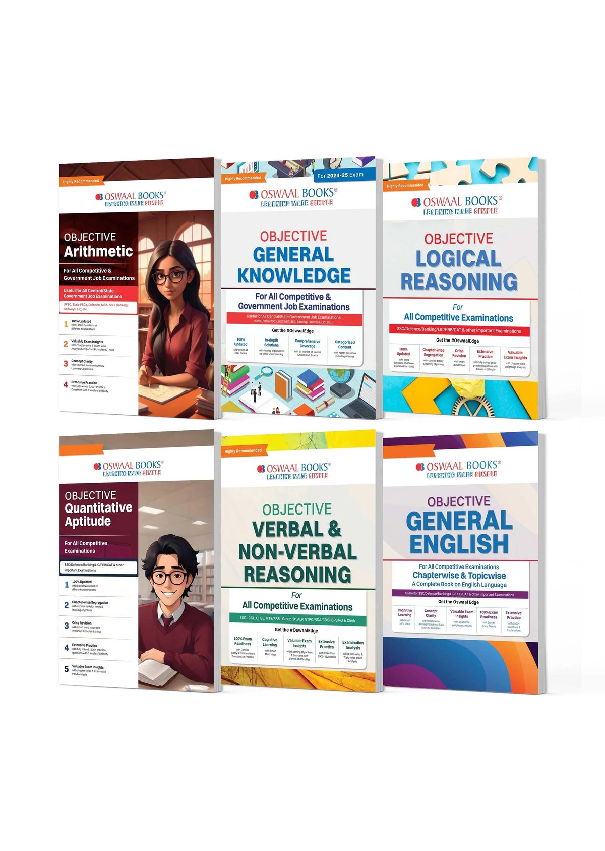 Ultimate Set of 6 Books for Competitive Exams: Objective Arithmetic, General Knowledge, General English, Quantitative Aptitude, Reasoning (Verbal & Non-Verbal), and Logical Reasoning Oswaal Books and Learning Private Limited