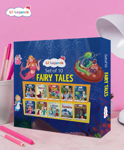 Lil Legends Set of 10 Fairy Tales Gift Box Set for Kids | Cinderella, Snow White, Thumbelina, Little Red Riding Hood and More | Bedtime Picture Stories | Age 2+
