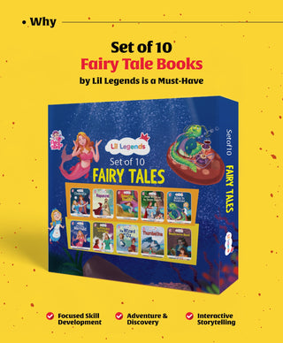 Lil Legends Set of 10 Fairy Tales Gift Box Set for Kids | Cinderella, Snow White, Thumbelina, Little Red Riding Hood and More | Bedtime Picture Stories | Age 2+