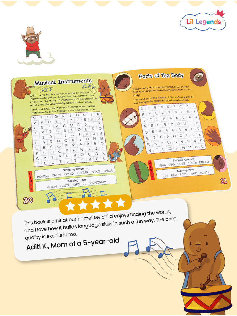 Lil Legends Interactive Learning Book: Word Search Puzzles for Kids Ages 4+ – Fun & Educational for Boosting Vocabulary and Focus