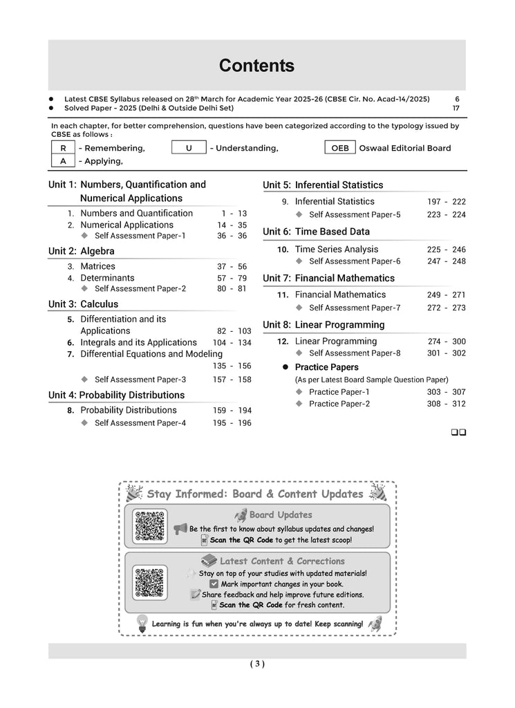 Oswaal Books and Learning Private Limited TRUE Paperback CBSE Question Bank Chapterwise and Topicwise SOLVED PAPERS Class 12 Applied Mathematics For Exam 2026