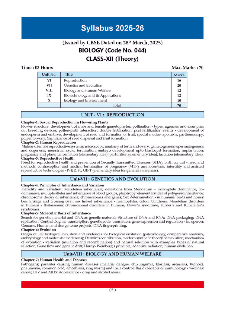 Oswaal Books and Learning Private Limited TRUE Paperback CBSE Question Bank Chapterwise and Topicwise SOLVED PAPERS Class 12 Biology For Exam 2026