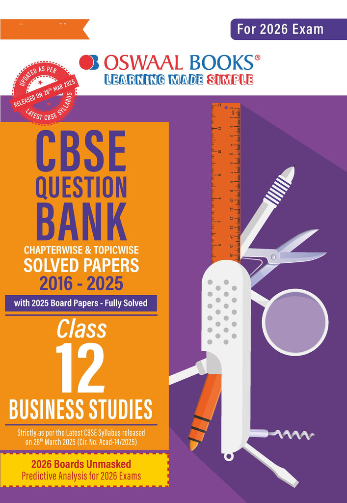 Oswaal Books and Learning Private Limited TRUE Paperback CBSE Question Bank Chapterwise and Topicwise SOLVED PAPERS Class 12 Business Studies For Exam 2026