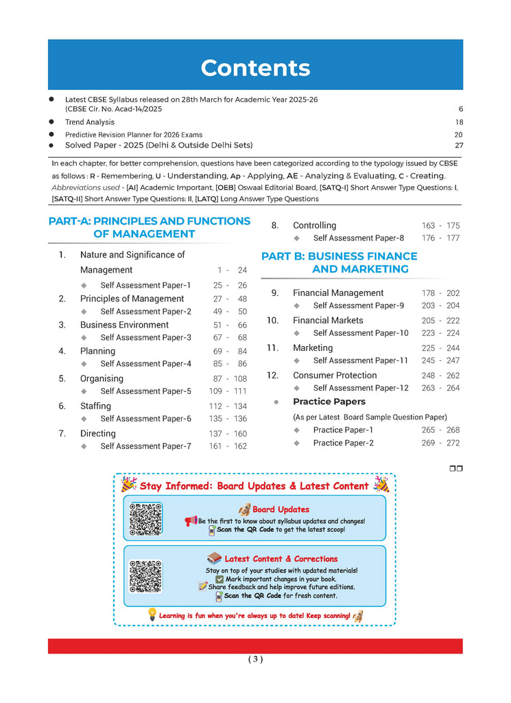 Oswaal Books and Learning Private Limited TRUE Paperback CBSE Question Bank Chapterwise and Topicwise SOLVED PAPERS Class 12 Business Studies For Exam 2026
