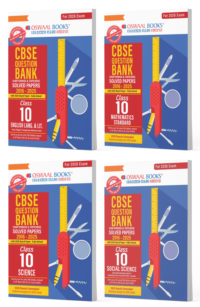 Oswaal Books and Learning Private Limited TRUE Product Bundle CBSE Question Bank Class 10 Set of 4 Books | English | Maths Standard | Science | Social Science | Chapterwise & Topicwise Solved Papers | For 2026 Board Exams