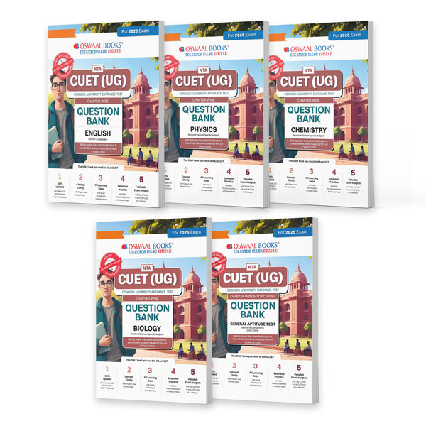 NTA CUET (UG) Question Banks | Chapterwise & Topicwise | English, Physics, Chemistry, Biology & General Test | Set of 5 Books | Entrance Exam Preparation Books 2025