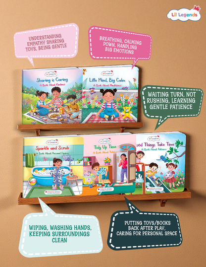 Lil Legends My First Steps to Good Habits | Set of 5 Board Books for Kids | Tidy Up, Patience, Cleanliness, Mindfulness and Calm | Early Life Skills | Slipcase Gift Set | Age 2-6