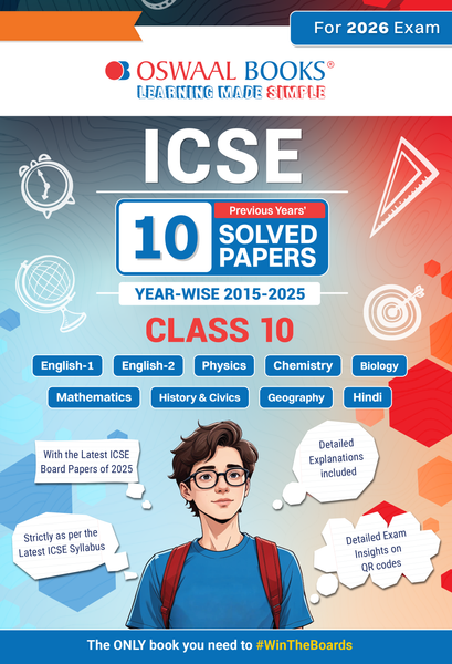 ICSE 10 Previous Years' Solved papers yearwise 2015-2025, Class-10, Physics, Chemistry, Mathematics, Biology, History and Civics, Geography, Hindi, English 1, English 2 (2026 Exam)