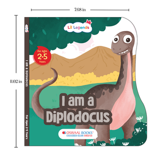Lil Legends Dino Shaped Board Book for Kids | I am a Diplodocus | Illustrated Dinosaur Story Book | Early Learning Picture Book | Age 2-5 Years | Board Book | Durable Edition