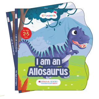 Lil Legends Dino Shaped Board Book for Kids | I am an Allosaurus | Illustrated Dinosaur Story Book | Early Learning Picture Book | Age 2-5 Years | Board Book | Durable Edition