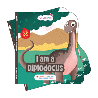 Lil Legends Dino Shaped Board Book for Kids | I am a Diplodocus | Illustrated Dinosaur Story Book | Early Learning Picture Book | Age 2-5 Years | Board Book | Durable Edition