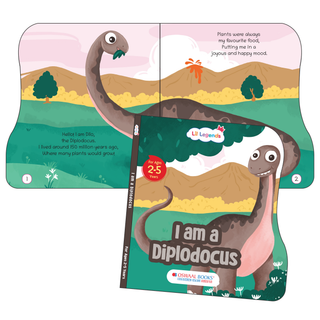 Lil Legends Dino Shaped Board Book for Kids | I am a Diplodocus | Illustrated Dinosaur Story Book | Early Learning Picture Book | Age 2-5 Years | Board Book | Durable Edition