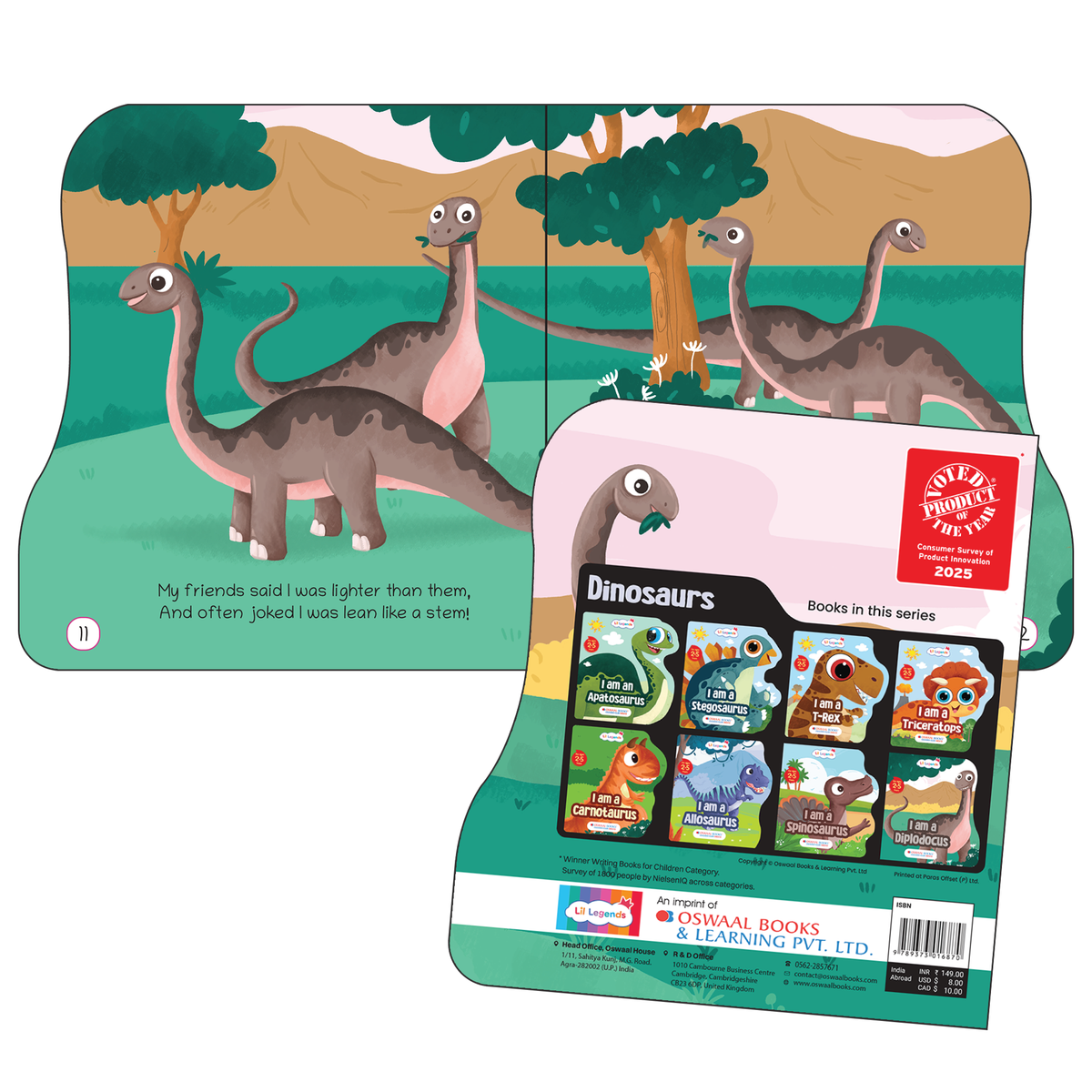 Lil Legends Dino Shaped Board Book for Kids | I am a Diplodocus | Illustrated Dinosaur Story Book | Early Learning Picture Book | Age 2-5 Years | Board Book | Durable Edition