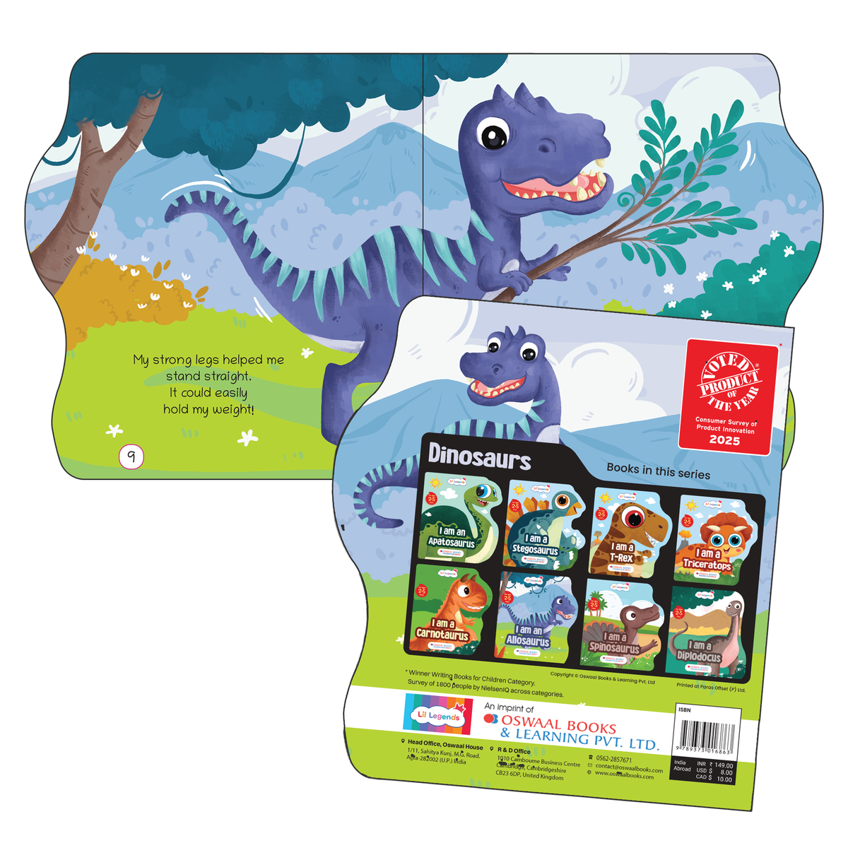 Lil Legends Dino Shaped Board Book for Kids | I am an Allosaurus | Illustrated Dinosaur Story Book | Early Learning Picture Book | Age 2-5 Years | Board Book | Durable Edition