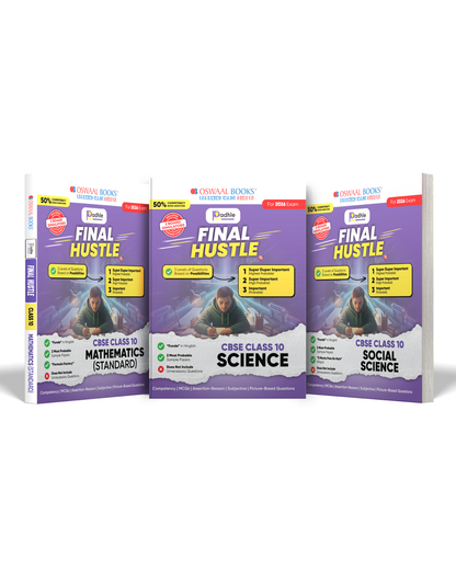 Oswaal Final Hustle for CBSE Class 10 by Padhle with Board Exam Simulators | Science, Social Science, Maths Standard 2026 Final Preparation with Super Duper Imp Qs, Sample Papers, Mind Maps (Set of 3)