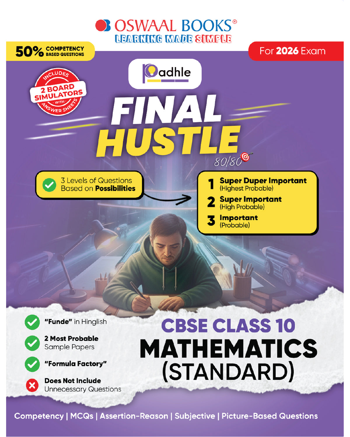 Oswaal Final Hustle for CBSE Class 10 by Padhle with Board Exam Simulators | Science, Social Science, Maths Standard 2026 Final Preparation with Super Duper Imp Qs, Sample Papers, Mind Maps (Set of 3)