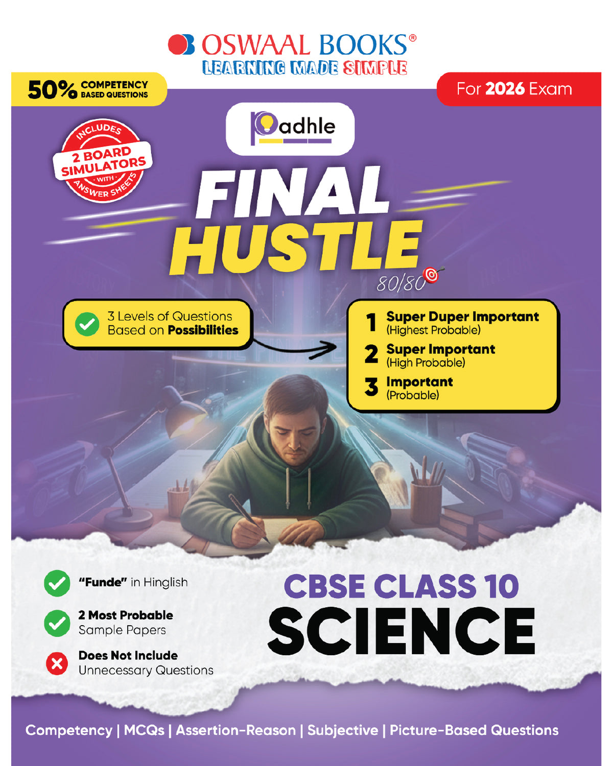Oswaal Final Hustle for CBSE Class 10 by Padhle with Board Exam Simulators | Science, Social Science, Maths Standard 2026 Final Preparation with Super Duper Imp Qs, Sample Papers, Mind Maps (Set of 3)