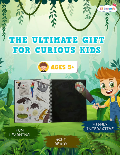 Lil Legends Magic Flashlight Big Discoveries Jungle Animals for Kids | Interactive Hidden Picture Book with Reveal Card | Interesting Facts | Activity Book for Toddlers | For Age 3+