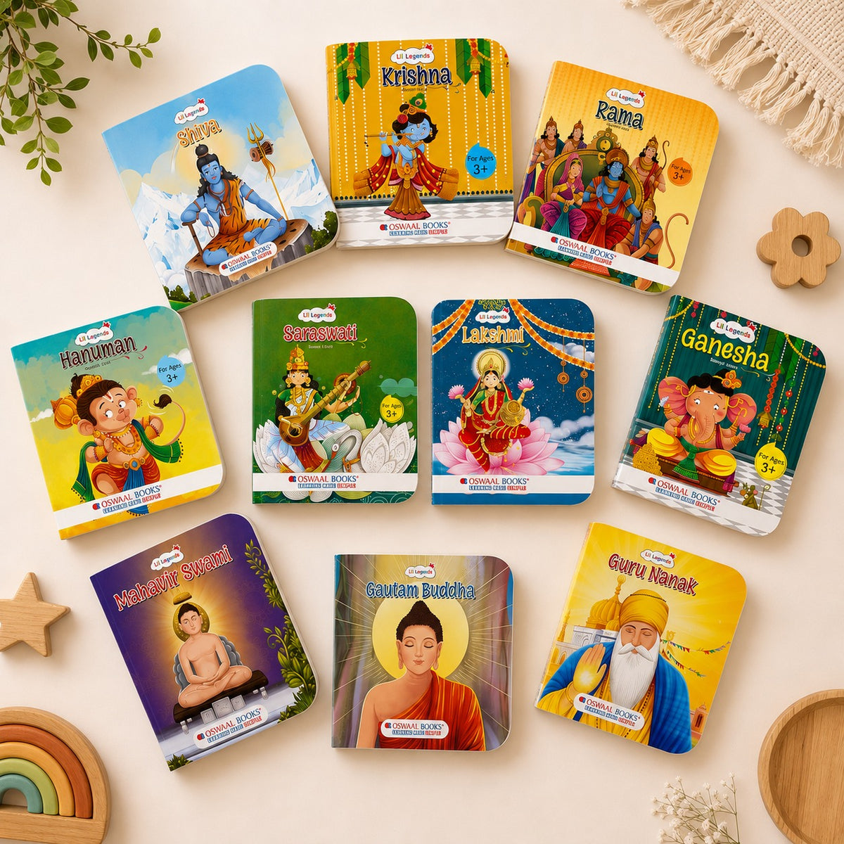 Lil Legends Indian Mythology Story Board Books Set of 10 for Kids Age 3+ Years - Tales of Lord Rama, Krishna, Hanuman, Ganesha, Shiva, Goddess Saraswati, Lakshmi, Buddha, Mahavir & Guru Nanak