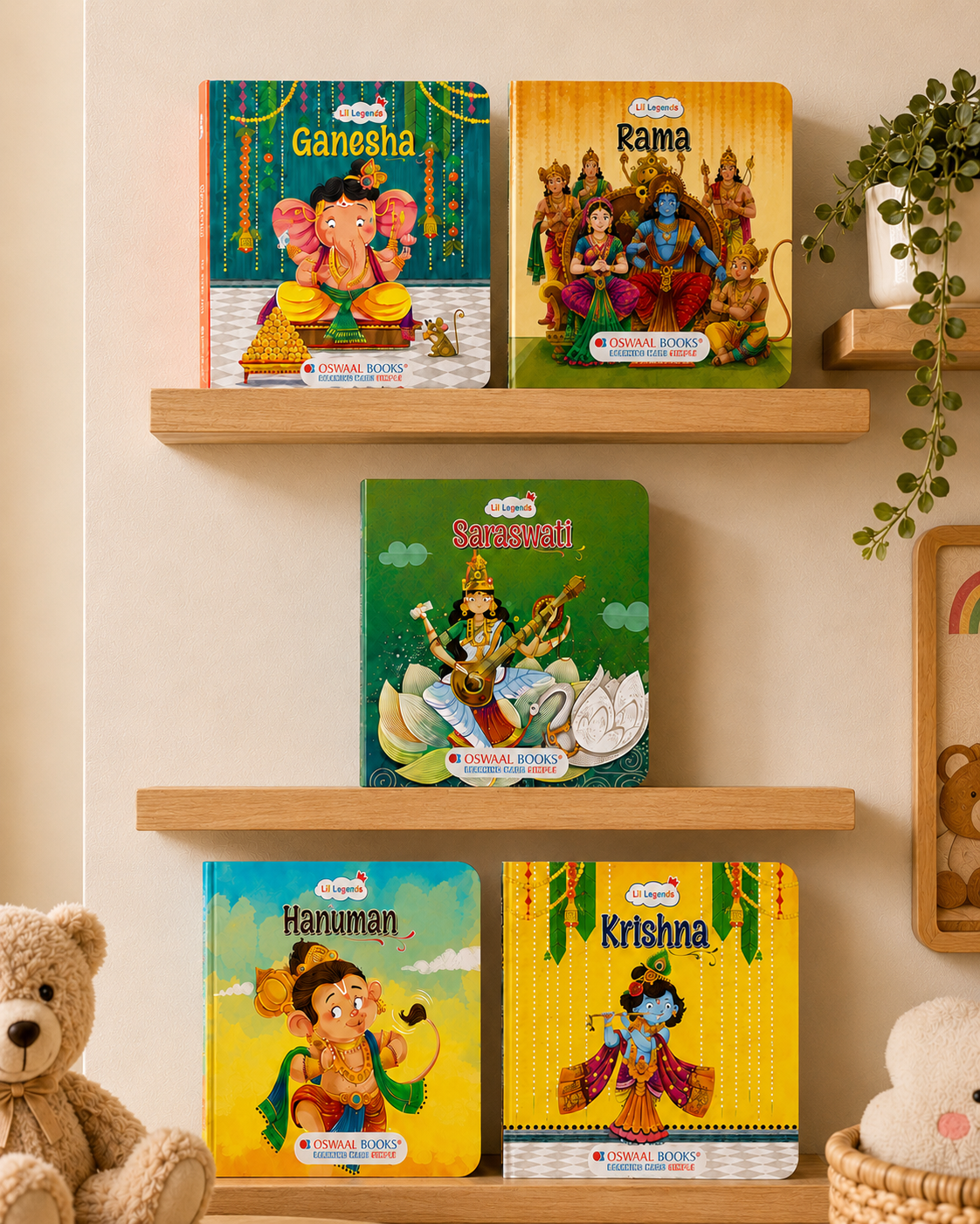 Lil Legends My First Collection of Mythological Tales of Hindu Gods & Goddesses - Set of 5 Board Books for Kids Age 3+ Years | Lord Ganesha, Hanuman, Krishna, Rama & Goddess Saraswati