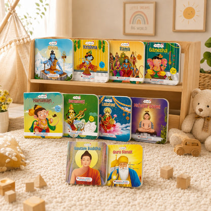 Lil Legends Indian Mythology Story Board Books Set of 10 for Kids Age 3+ Years - Tales of Lord Rama, Krishna, Hanuman, Ganesha, Shiva, Goddess Saraswati, Lakshmi, Buddha, Mahavir & Guru Nanak