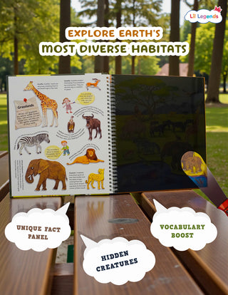 Lil Legends Magic Flashlight Big Discoveries Wild Animals for Kids | Interactive Hidden Picture Book with Reveal Card | Interesting Facts | Activity Book for Toddlers | For Age 3+