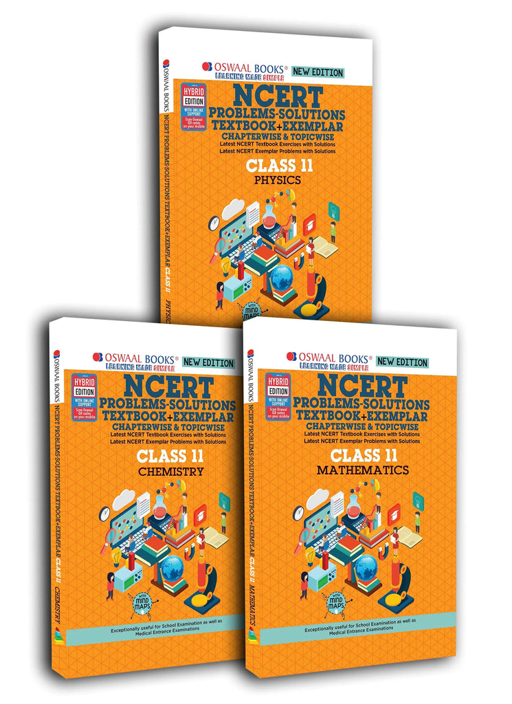 NCERT Problems Solutions Textbook-Exemplar Class 11 (3 Book Sets) Physics, Chemistry, Maths (For Exam 2022) 