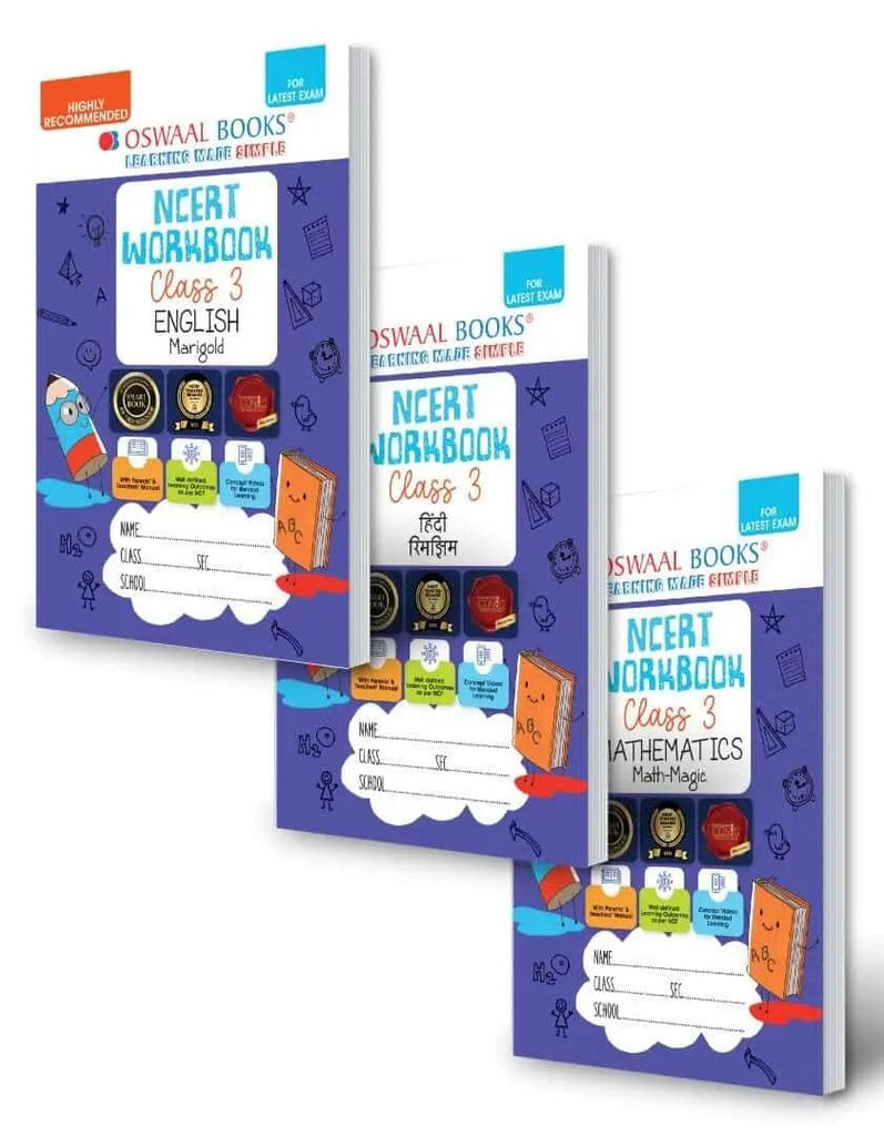 NCERT & CBSE Workbooks Class 3 (Set of 3 Books ) Math Magic English Marigold Hindi Rimjhim (For latest Exam)