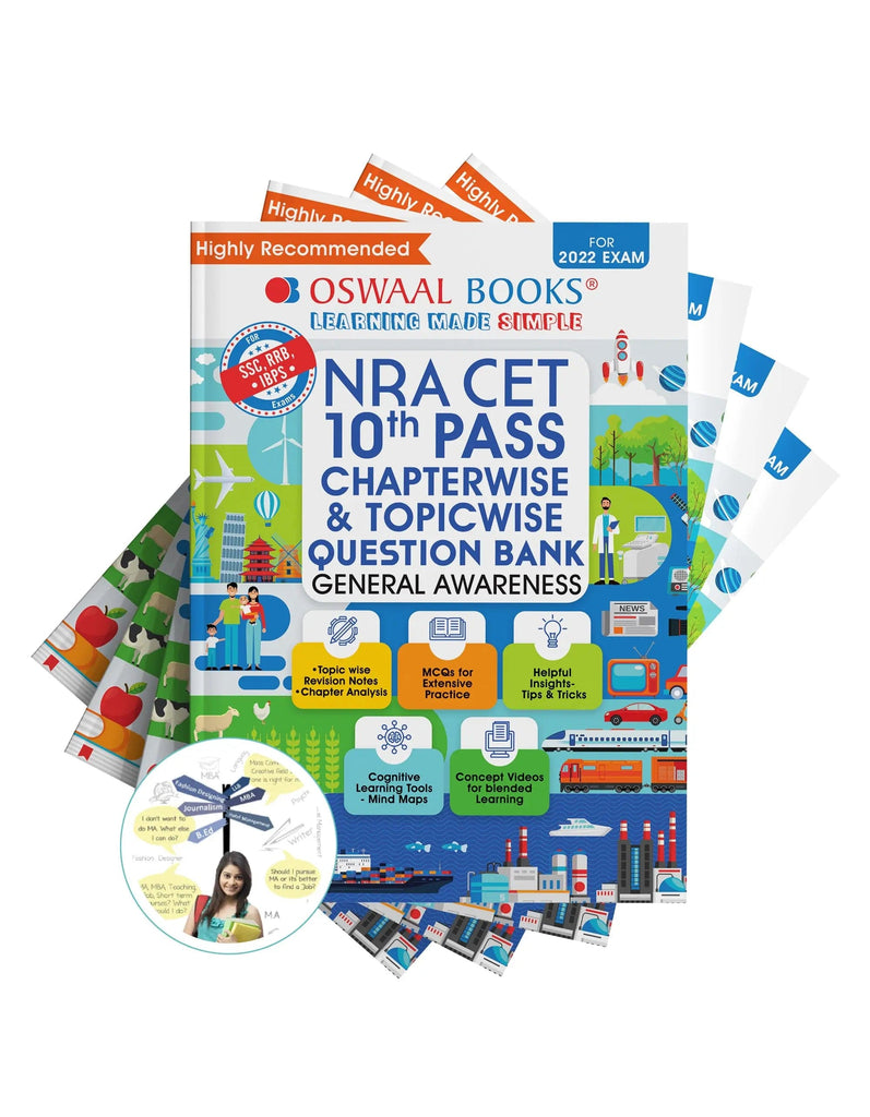 NRA CET 10th Pass Question Bank General Awareness, General English, Logical Reasoning & Quantitative Aptitude (Set of 4 Books)(For 2022 Exam) with Access for Humanities Career Selector Test 