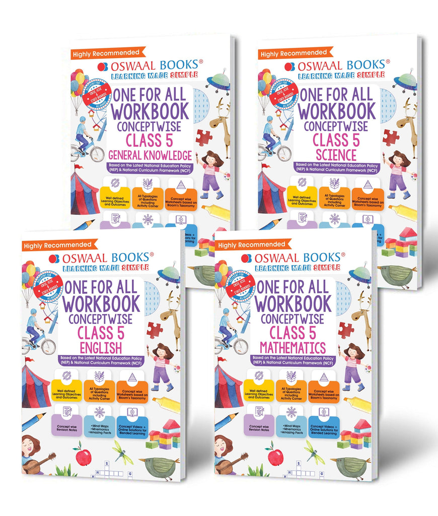 One For All Workbook Class 5 English, Math, Science & General Knowledge (Set of 4 Books) (For Latest Exam) 