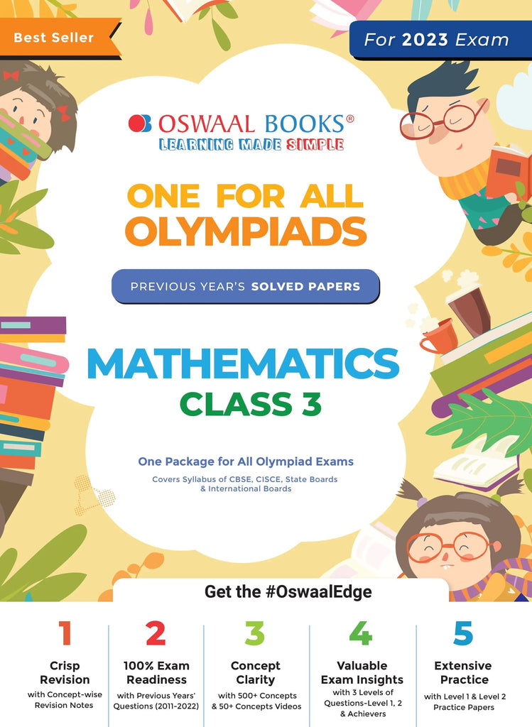 Oswaal One For All Olympiad Previous Years' Solved Papers, Class-3 Mathematics Book (For 2023 Exam) 